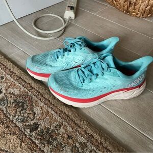 Hoka Men’s Teal and Coral Sneakers